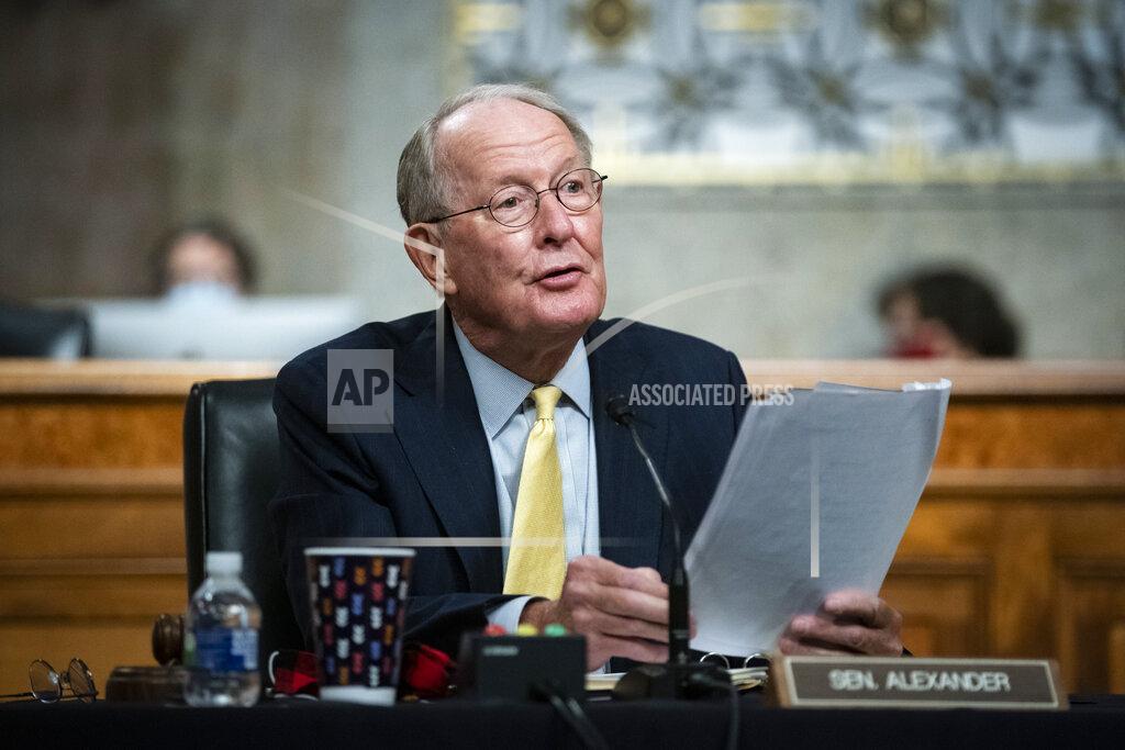 Al Drago Sen. Lamar Alexander, R- Tenn., speaks during a Senate Health, Education, Labor and Pensions Committee hearing on Capitol Hill in Washington, Tuesday, June 30, 2020. (Al Drago/Pool via AP)
