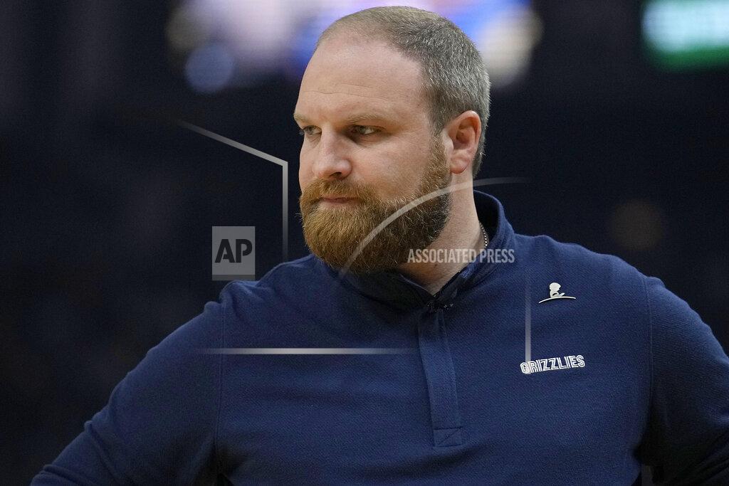 Tony Avelar Memphis Grizzlies coach Taylor Jenkins watches from the bench during the first half of Game 6 of the team's NBA basketball Western Conference playoff semifinal against the Golden State Warriors in San Francisco, Friday, May 13, 2022. (AP Photo/Tony Avelar)