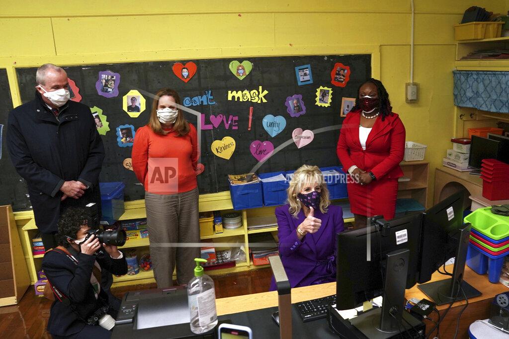 Anna Moneymaker First lady Jill Biden tours Samuel Smith Elementary School in Burlington, N,J., on Monday, March 15, 2021. (Anna Moneymaker/The New York Times via AP, Pool)