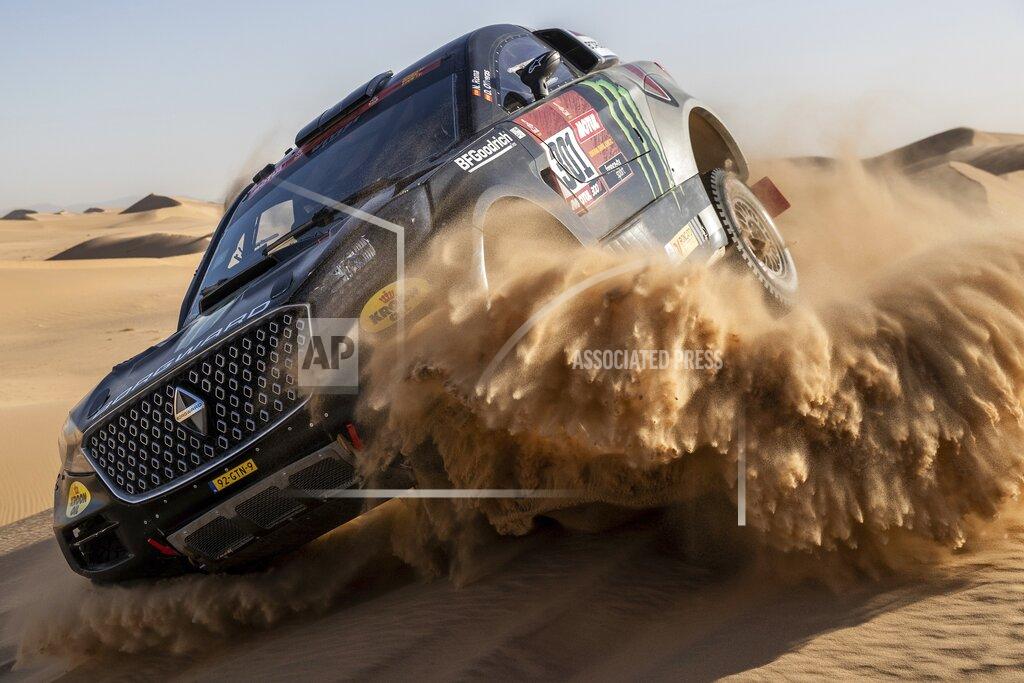 Bernat Armangue Driver Nani Roma, of Spain, and co-driver Daniel Oliveras, of Spain, race their Borgward during stage eight of the Dakar Rally in Wadi Al Dawasir, Saudi Arabia, Monday, Jan. 13, 2020. (AP Photo/Bernat Armangue)