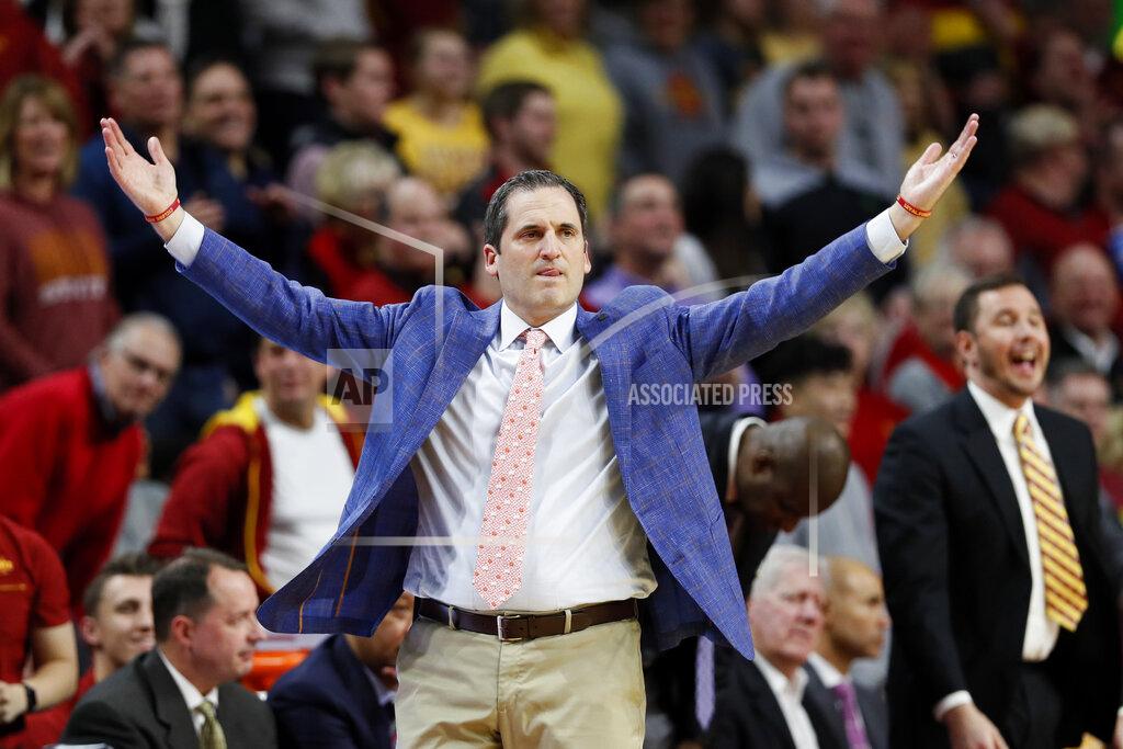 Charlie Neibergall Iowa State head coach Steve Prohm reacts during the second half of an NCAA college basketball game against Oklahoma State, Tuesday, Jan. 21, 2020, in Ames, Iowa. Iowa State won 89-82. (AP Photo/Charlie Neibergall)