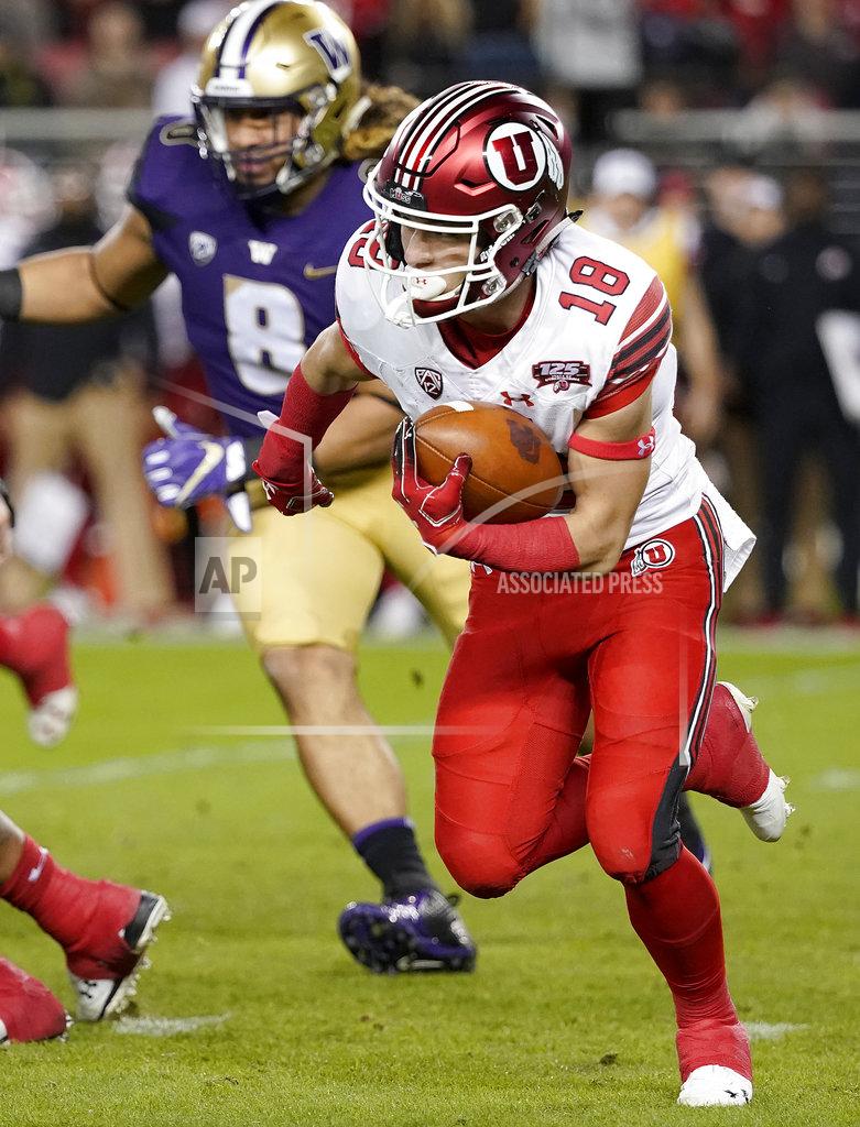 Tony Avelar Utah wide receiver Britain Covey (18) carries against Washington during the first half of the Pac-12 Conference championship NCAA college football game in Santa Clara, Calif., Friday, Nov. 30, 2018. (AP Photo/Tony Avelar)