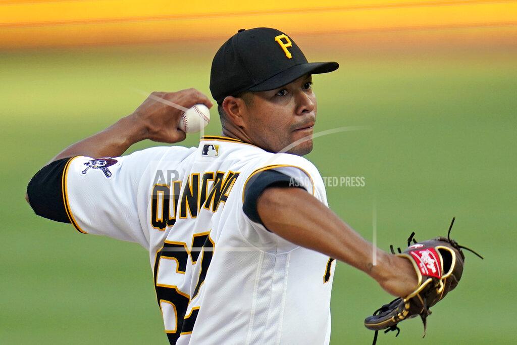 Gene J. Puskar Pittsburgh Pirates starting pitcher Jose Quintana delivers during the first inning of the team's baseball game against the Philadelphia Phillies in Pittsburgh, Friday, July 29, 2022. (AP Photo/Gene J. Puskar)