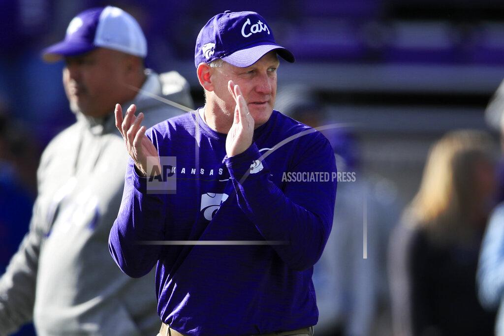 Orlin Wagner Kansas State head coach Chris Klieman applauds this team before an NCAA college football game against West Virginia in Manhattan, Kan., Saturday, Nov. 16, 2019. (AP Photo/Orlin Wagner)