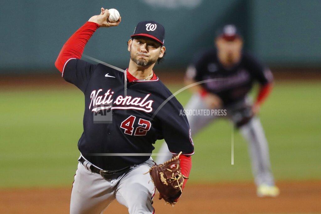 Michael Dwyer Washington Nationals' Anibal Sanchez pitches during the fifth inning of a baseball game against the Boston Red Sox, Saturday, Aug. 29, 2020, in Boston. (AP Photo/Michael Dwyer)