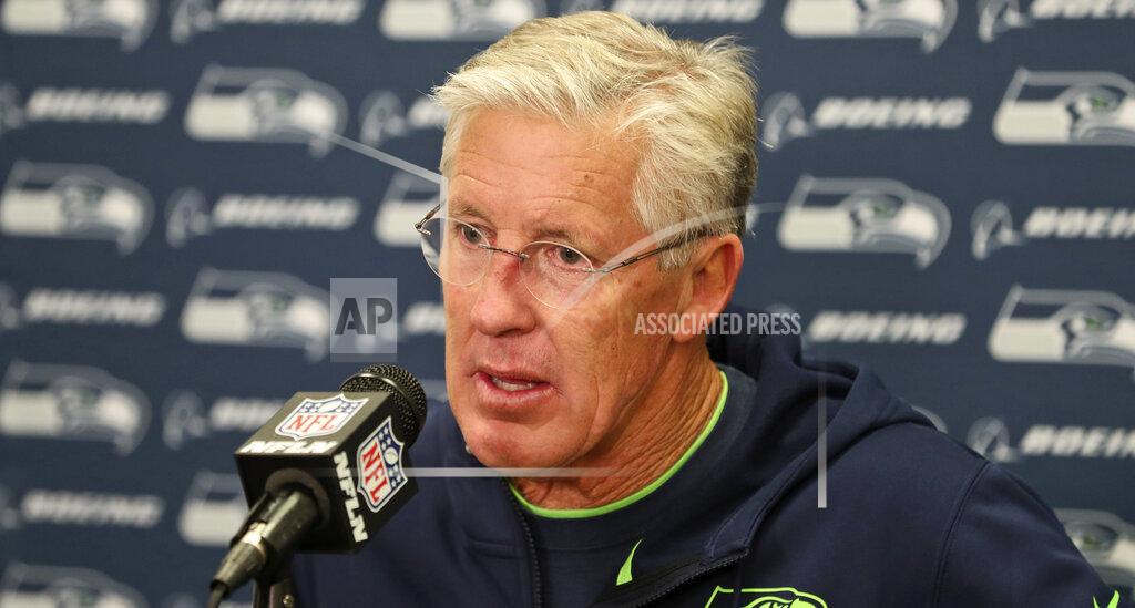 Ron Schwane Seattle Seahawks head coach Pete Carroll answers questions after an NFL football game against the Cleveland Browns, Sunday, Oct. 13, 2019, in Cleveland. (AP Photo/Ron Schwane)