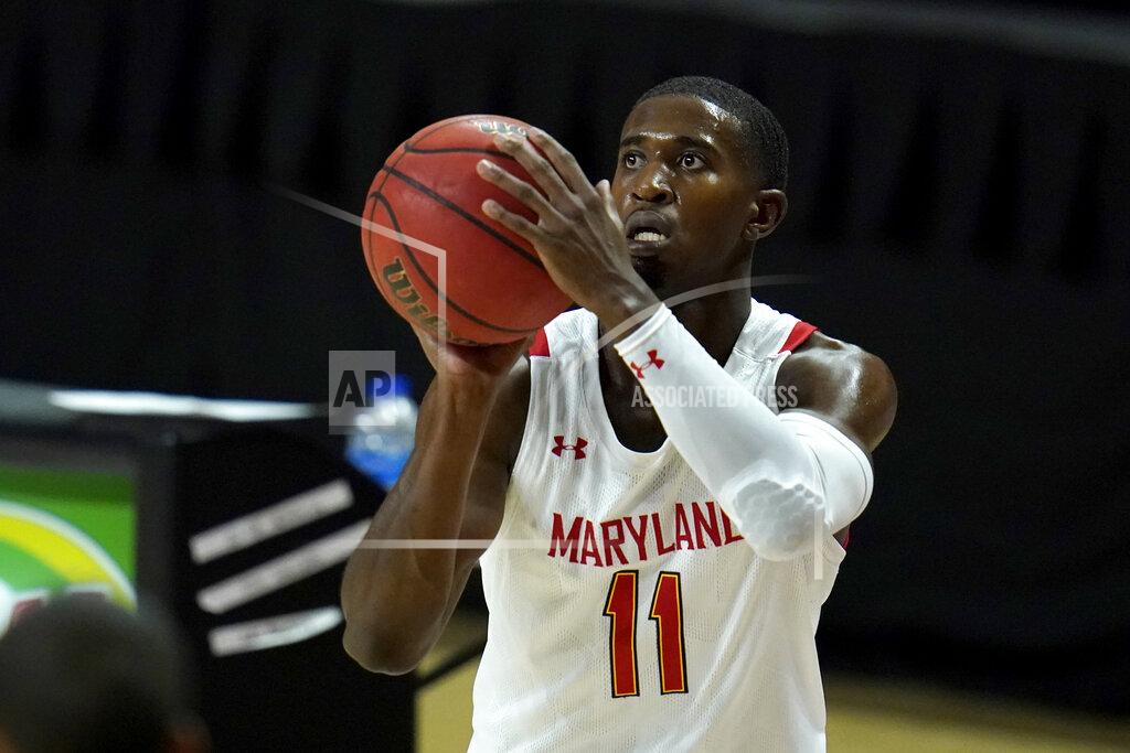 Julio Cortez Maryland guard Darryl Morsell shoots a basket against St. Peter's during the first half of an NCAA college basketball game, Friday, Dec. 4, 2020, in College Park, Md. (AP Photo/Julio Cortez)