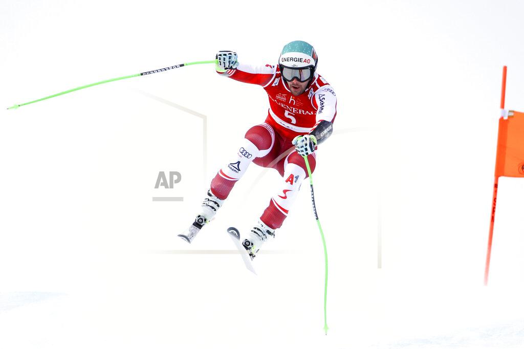 Marco Trovati Austria's Vincent Kriechmayr speeds down the course during an alpine ski, men's World Cup Super-G, in Kitzbuehel, Austria, Monday, Jan. 25, 2021. (AP Photo/Marco Trovati)