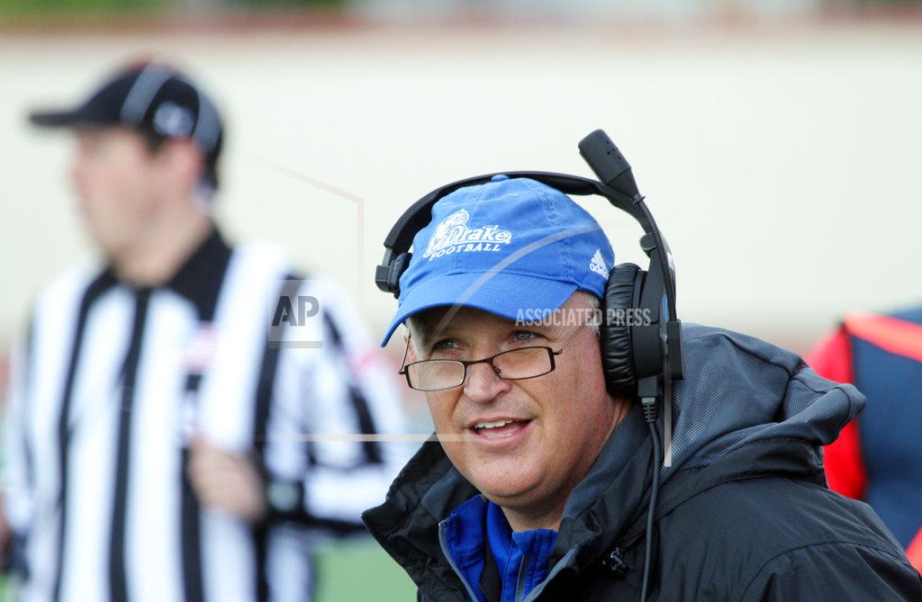 Gil Morgan In this Oct. 20, 2018 photo provided by Drake coach Rick Fox watches during a college football game against Dayton in Des Moines, Iowa. The Bulldogs were leading 7-0 with 7:18 remaining in the first quarter when lightning halted the game. Drake thought its season was over. But Iowa State needed one more opponent, offering the Bulldogs the opportunity of a lifetime. (Gil MOrgan/Drake Athletics via AP)