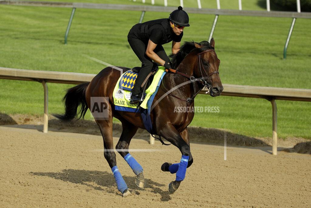 Charlie Riedel Kentucky Derby entrant Game Winner runs during a workout at Churchill Downs Thursday, May 2, 2019, in Louisville, Ky. The 145th running of the Kentucky Derby is scheduled for Saturday, May 4. (AP Photo/Charlie Riedel)