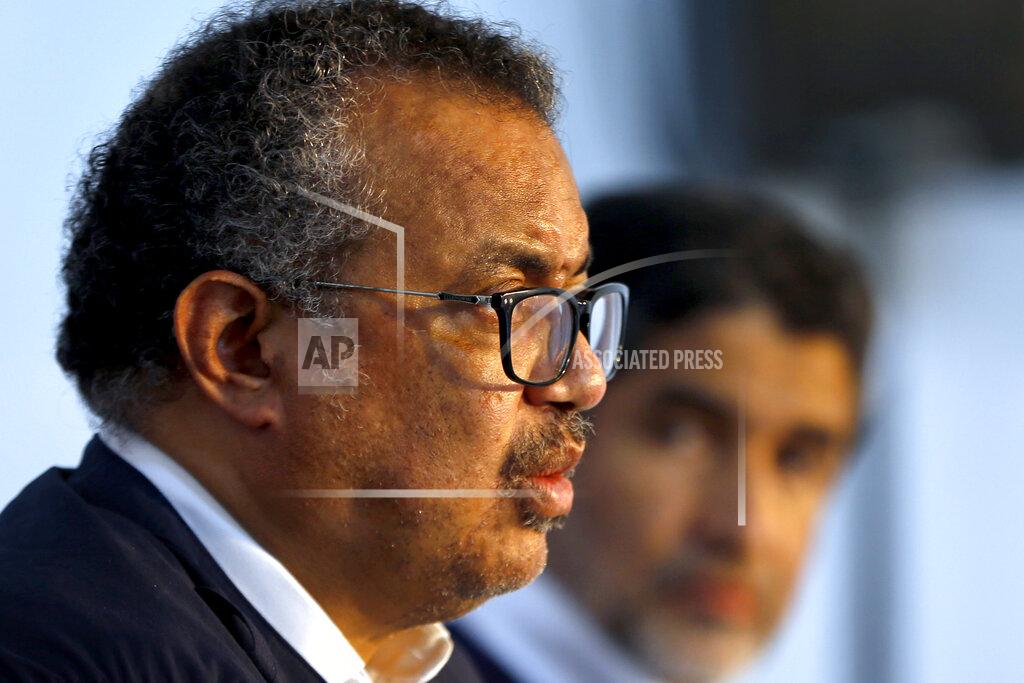 Bilal Hussein Director General of the World Health Organization, Tedros Adhanom Ghebreyesus, speaks during a press conference, in Beirut, Lebanon, Friday, Sept. 17, 2021. Ghebreyesus said on Friday he was deeply concerned about the impact of Lebanon's economic meltdown and multiple crises on the people's wellbeing, saying the migration of healthcare workers is particularly worrisome. (AP Photo/Bilal Hussein)