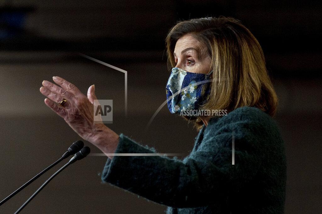 Andrew Harnik House Speaker Nancy Pelosi of Calif. speaks at a news conference on Capitol Hill in Washington, Thursday, Jan. 28, 2021. (AP Photo/Andrew Harnik)