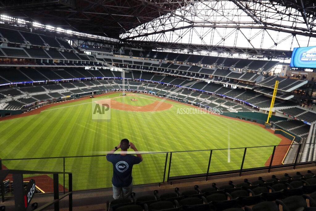Lm Otero Baseball fan Mark Southard, of Wichita Falls, Texas, takes a photo during a tour of Globe Life Field, the new home of the Texas Rangers baseball team, Monday, June 1, 2020, in Arlington, Texas. (AP Photo/LM Otero)