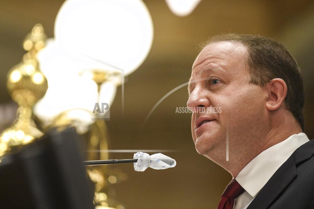 Aaron Ontiveroz Gov. Jared Polis delivers his state of the state address in front of the House of Representatives at the Colorado State Capitol Building in Denver on Wednesday, Feb. 17, 2021. (AAron Ontiveroz/The Denver Post via AP, Pool)