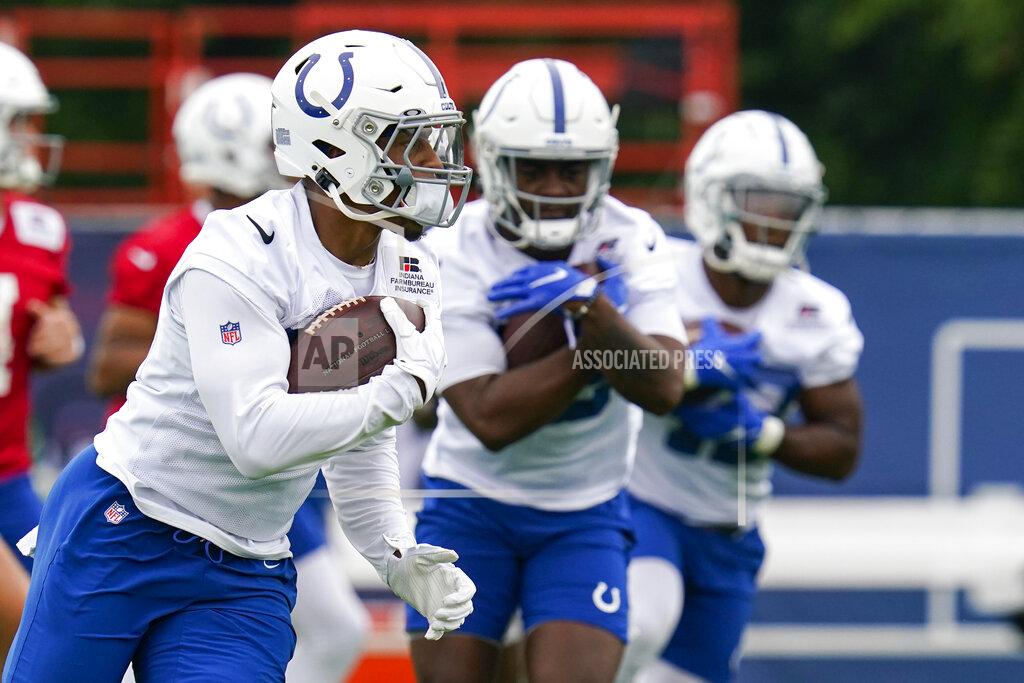 Michael Conroy Indianapolis Colts running back Jonathan Taylor runs a drill during practice at the NFL team's football training camp in Westfield, Ind., Wednesday, July 28, 2021. (AP Photo/Michael Conroy)