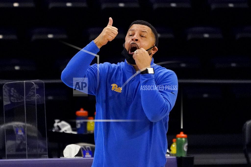 Nam Y. Huh Pittsburgh head coach Jeff Capel talks to his team during the first half of an NCAA college basketball game against Northwestern in Evanston, Ill., Wednesday, Dec. 9, 2020. (AP Photo/Nam Y. Huh)