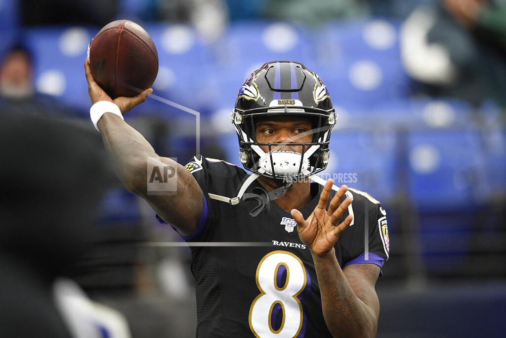 Nick Wass Baltimore Ravens quarterback Lamar Jackson warms up on the field before the start of an NFL football game against the San Francisco 49ers, Sunday, Dec. 1, 2019, in Baltimore, Md. (AP Photo/Nick Wass)