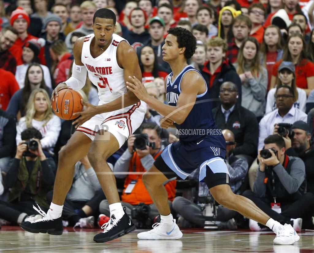 Jay Laprete Ohio State's Kaleb Wesson, left, posts up against Villanova's Jeremiah Robinson-Earl during the first half of an NCAA college basketball game Wednesday, Nov. 13, 2019, in Columbus, Ohio. (AP Photo/Jay LaPrete)