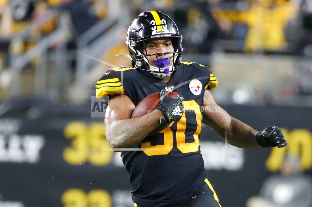 Don Wright FILE - In this Oct. 28, 2019, file photo, Pittsburgh Steelers running back James Conner (30) plays against the Miami Dolphins in an NFL football game, in Pittsburgh. Conner wants to prove he can finish a season healthy. (AP Photo/Don Wright, File)