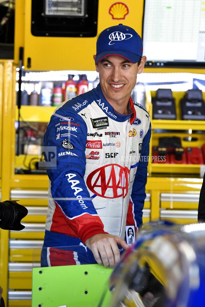 Larry Papke Joey Logano walks through the garage area during practice Friday, Nov. 1, 2019, for the NASCAR Cup Series auto race at Texas Motor Speedway in Forth Worth, Texas. (AP Photo/Larry Papke)