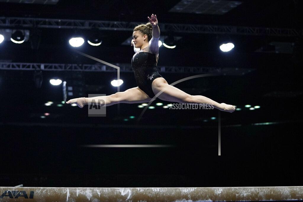Aj Mast Laurie Hernandez performs her balance beam routine during the U.S. Classic gymnastics competition in Indianapolis, Saturday, May 22, 2021. (AP Photo/AJ Mast)