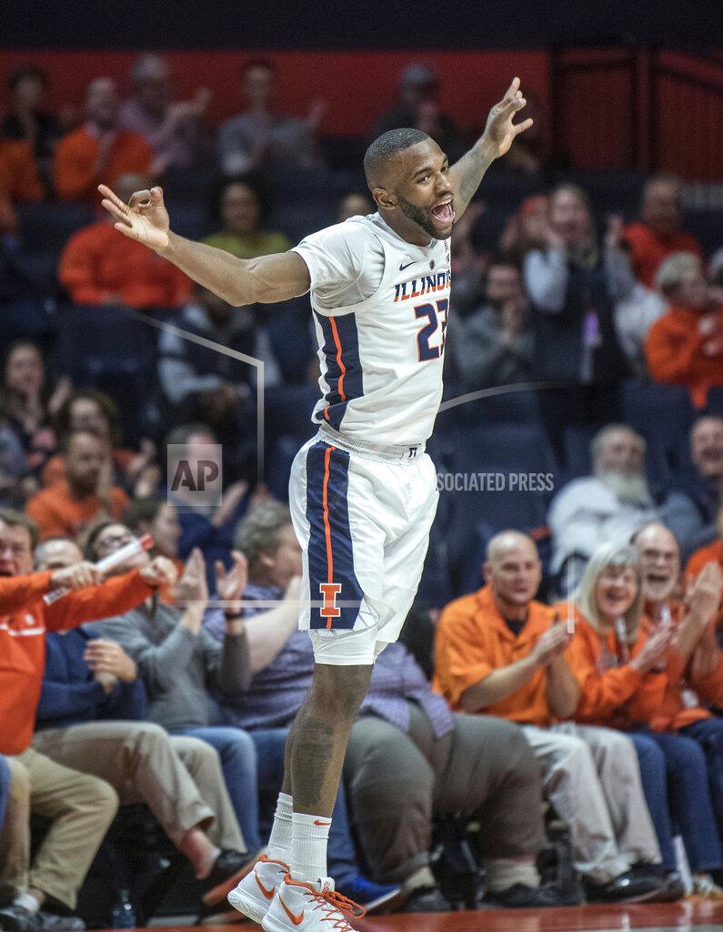 Rick Danzl Illinois guard Aaron Jordan dances back to play defense after making a 3-point shot during the second half of the team's NCAA college basketball game against Minnesota in Champaign, Ill., Wednesday, Jan. 16, 2019. (AP Photo/Rick Danzl)