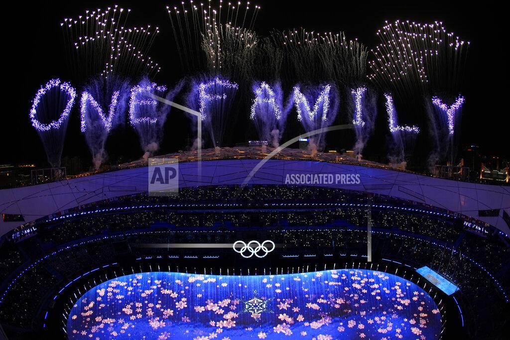 Jeff Roberson Fireworks light up the sky over Olympic Stadium during the closing ceremony of the 2022 Winter Olympics, Sunday, Feb. 20, 2022, in Beijing. (AP Photo/Jeff Roberson)
