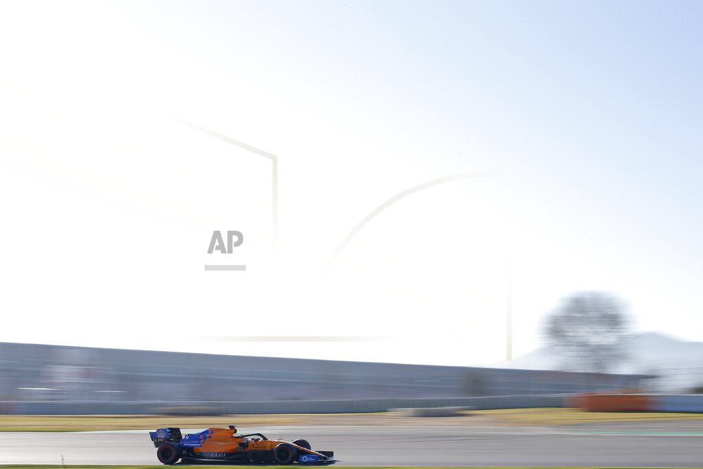 Joan Monfort McLaren driver Lando Norris of Britain steers his car during a Formula One pre-season testing session at the Catalunya racetrack in Montmelo, outside Barcelona, Spain, Tuesday, Feb. 26, 2019. (AP Photo/Joan Monfort)