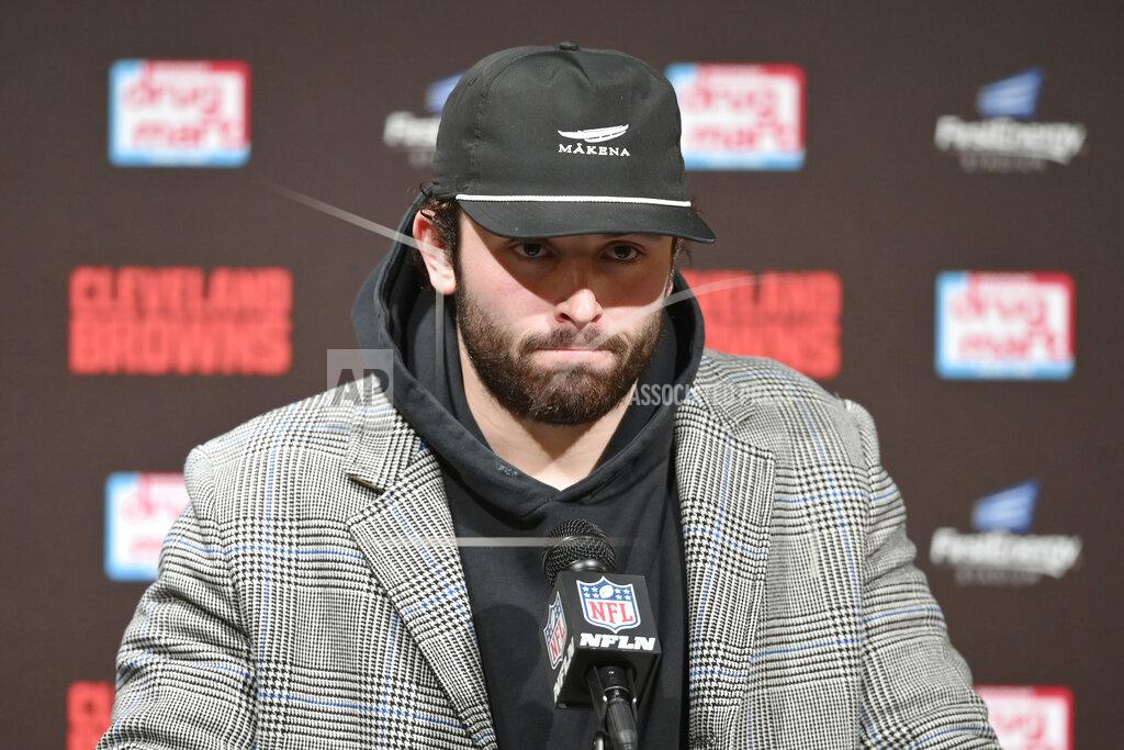 David Richard Cleveland Browns quarterback Baker Mayfield answers questions during a news conference after the Baltimore Ravens defeated his team in an NFL football game, Sunday, Dec. 22, 2019, in Cleveland. (AP Photo/David Richard)