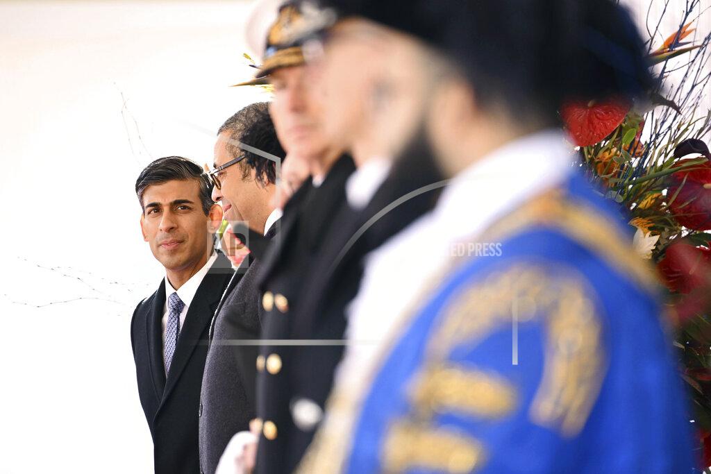 Leon Neal FILE - British Prime Minister Rishi Sunak arrives for the welcome ceremony of the President of the Republic of South Africa Cyril Ramaphosa at Horse Guards Parade in London, Nov. 22, 2022. In his first month as Britain's prime minister, Rishi Sunak has stabilized the economy, reassured allies from Washington to Kyiv and even soothed the European Union after years of sparring between Britain and the bloc. But Sunak’s challenges are just beginning. He is facing a stagnating economy, a cost-of-living crisis – and a Conservative Party that is fractious and increasingly unpopular after 12 years in power. (Leon Neal/Pool Photo via AP, File)