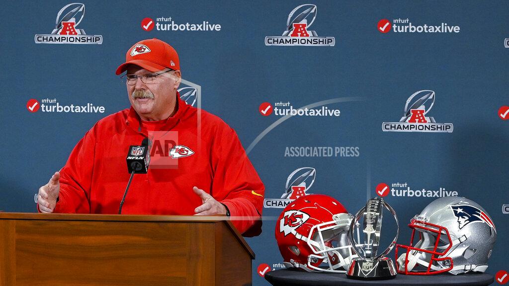 John Sleezer Kansas City Chiefs coach Andy Reid speaks during a news conference Wednesday, Jan. 16, 2019, in Kansas City, Mo. The Chiefs are scheduled to play the New England Patriots for the NFL football AFC championship Sunday. (John Sleezer/The Kansas City Star via AP)
