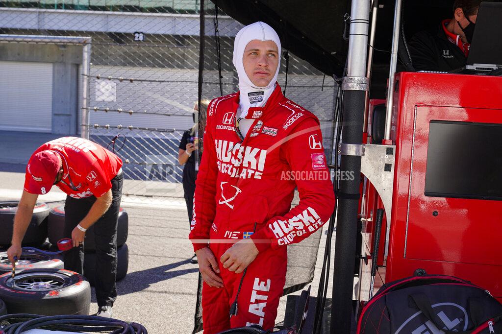 Michael Conroy Marcus Ericsson, of Sweden, prepares to drive before practice for the Indianapolis 500 auto race at Indianapolis Motor Speedway in Indianapolis, Friday, Aug. 21, 2020. (AP Photo/Michael Conroy)