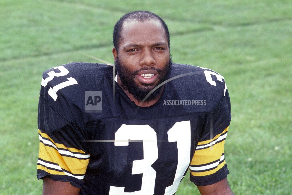 Uncredited FILE - This is a 1985 file photo showing Pittsburgh Steelers safety Donnie Shell. Pittsburgh Steelers scout Bill Nunn saw enough in the way Shell delivered hits — punishing opponents with little regard for his own well-being — to convince his bosses that Shell deserved an invitation to training camp in the summer of 1974. A chance is all Shell was guaranteed. It was all Shell needed to launch a career that nearly 50 years later landed him in the Hall of Fame. (AP Photo/File)