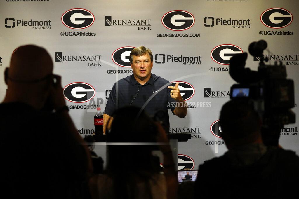 John Bazemore Georgia head coach Kirby Smart speaks to reporters before the team's first scheduled NCAA college football practice Friday, Aug. 2, 2019, in Athens, Ga. (AP Photo/John Bazemore)