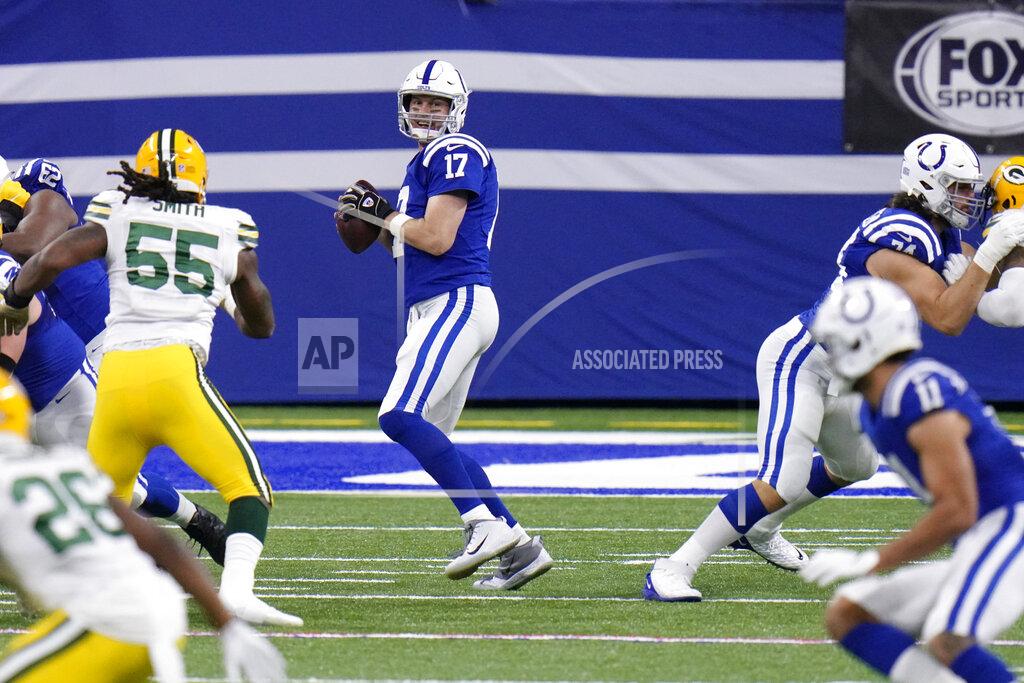 Aj Mast Indianapolis Colts quarterback Philip Rivers (17) looks to throw during the first half of an NFL football game against the Green Bay Packers, Sunday, Nov. 22, 2020, in Indianapolis. (AP Photo/AJ Mast)