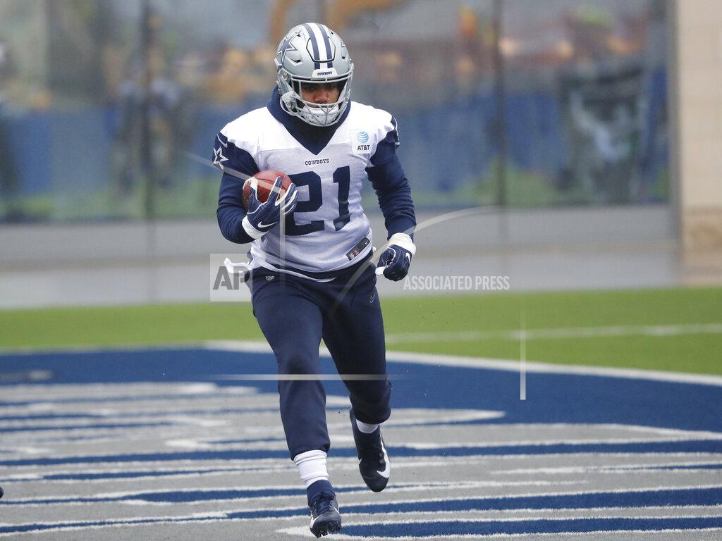 Lm Otero Dallas Cowboys running back Ezekiel Elliott (21) runs a drill during an NFL football team practice in Frisco, Texas, Tuesday, Oct. 29, 2019. (AP Photo/LM Otero)