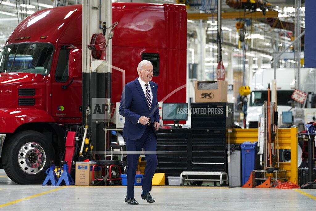 Susan Walsh President Joe Biden arrives to speak during a visit to the Lehigh Valley operations facility for Mack Trucks in Macungie, Pa., Wednesday, July 28, 2021. (AP Photo/Susan Walsh)