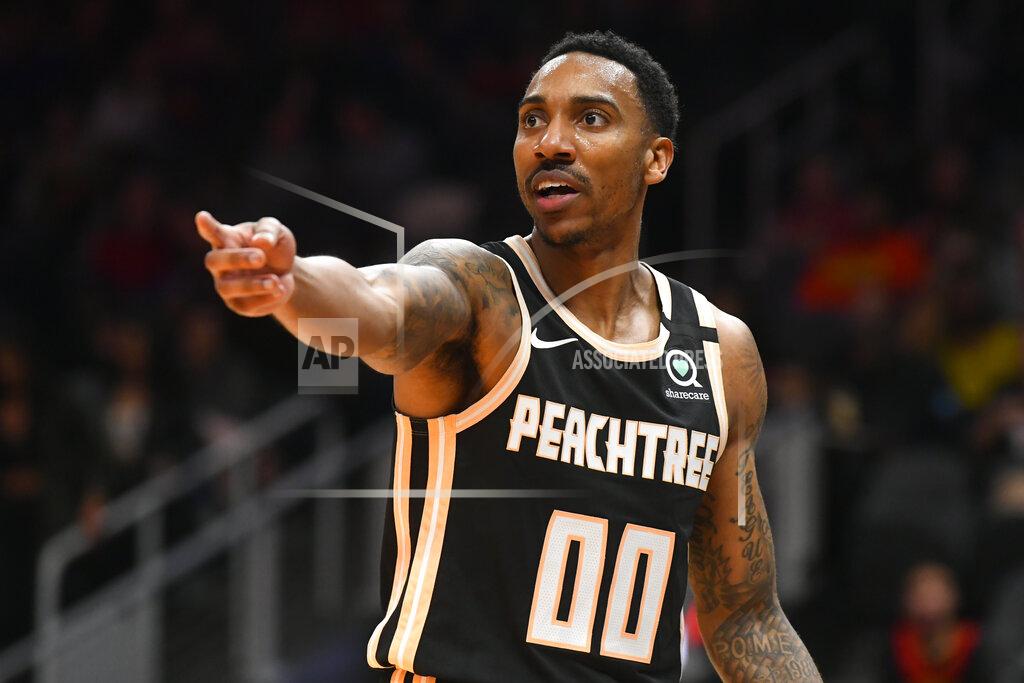 John Amis Atlanta Hawks guard Jeff Teague reacts toward a referee during the first half of an NBA basketball game against the Detroit Pistons, Saturday, Jan. 18, 2020, in Atlanta. (AP Photo/John Amis)