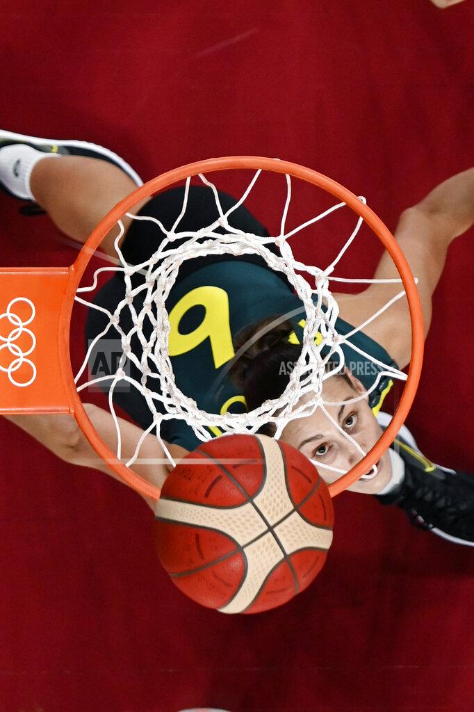 Aris Messinis Australia's Steph Talbot (6) waits to rebound during a women's basketball game against China at the 2020 Summer Olympics, Wednesday, July 28, 2021, in Saitama, Japan. (Aris Messinis/Pool Photo via AP)