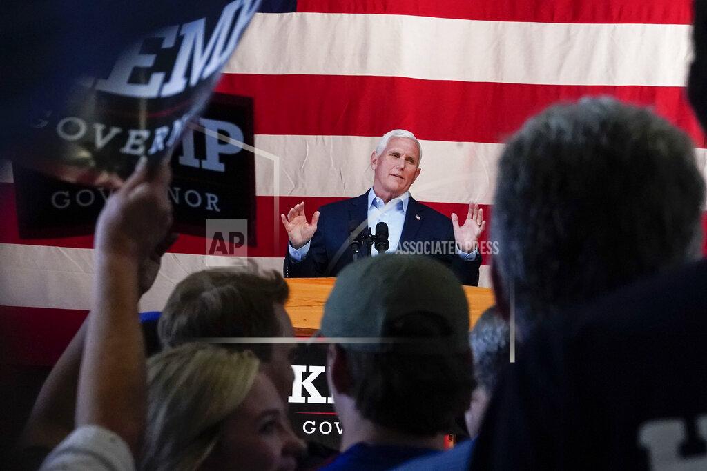 Brynn Anderson Former Vice President Mike Pence speaks on behalf of Georgia Gov. Brian Kemp during a rally, Monday, May 23, 2022, in Kennesaw, Ga. Pence is opposing former President Donald Trump and his preferred Republican candidate for Georgia governor, former U.S. Sen. David Perdue. (AP Photo/Brynn Anderson)