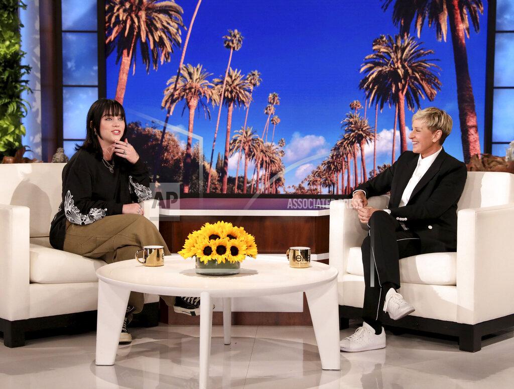 Michael Rozman In this photo released by Warner Bros., talk show host Ellen DeGeneres, appears with singer Billie Eilish during the final taping of "The Ellen DeGeneres Show" at the Warner Bros. lot in Burbank, Calif. (Michael Rozman/Warner Bros. via AP)