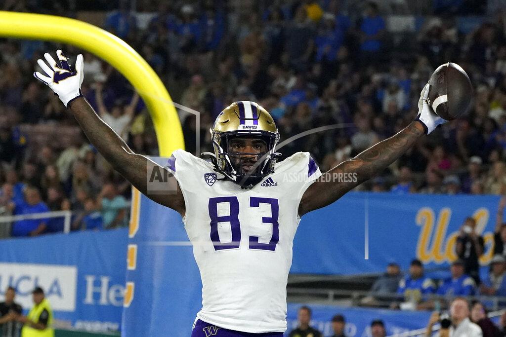 Marcio Jose Sanchez Washington tight end Devin Culp celebrates his touchdown catch against UCLA during the second half of an NCAA college football game Friday, Sept. 30, 2022, in Pasadena, Calif. (AP Photo/Marcio Jose Sanchez)