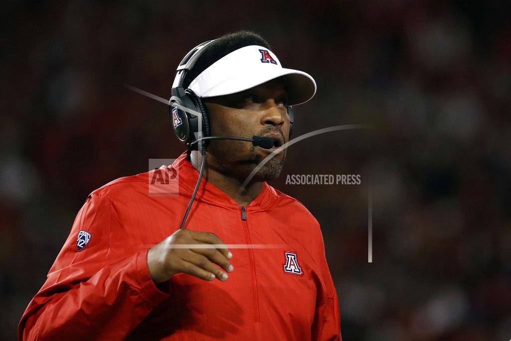 Chris Coduto Arizona coach Kevin Sumlin watches during the first half of the team's NCAA college football game against California on Saturday, Oct. 6, 2018, in Tucson, Ariz. (AP Photo/Chris Coduto)