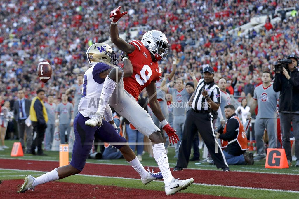 Marcio Jose Sanchez Washington defensive back Jordan Miller breaks up a pass intended for Ohio State wide receiver Binjimen Victor during the first half of the Rose Bowl NCAA college football game Tuesday, Jan. 1, 2019, in Pasadena, Calif. (AP Photo/Marcio Jose Sanchez)