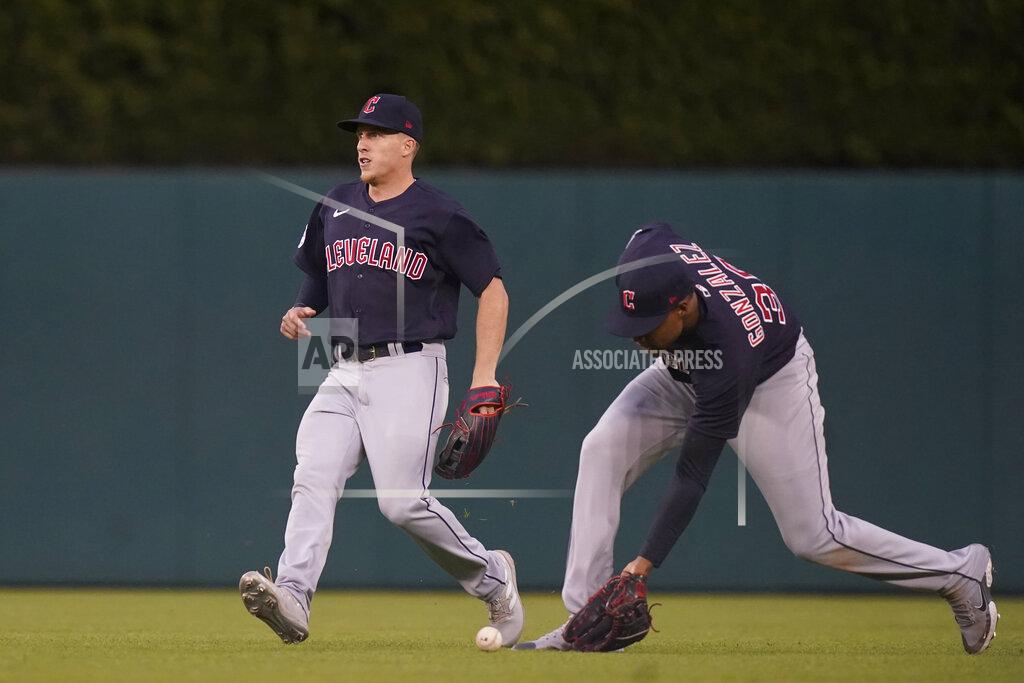 Carlos Osorio Cleveland Guardians right fielder Oscar Gonzalez plays the single hit by Detroit Tigers designated hitter Miguel Cabrera during the fourth inning of a baseball game, Thursday, May 26, 2022, in Detroit. (AP Photo/Carlos Osorio)