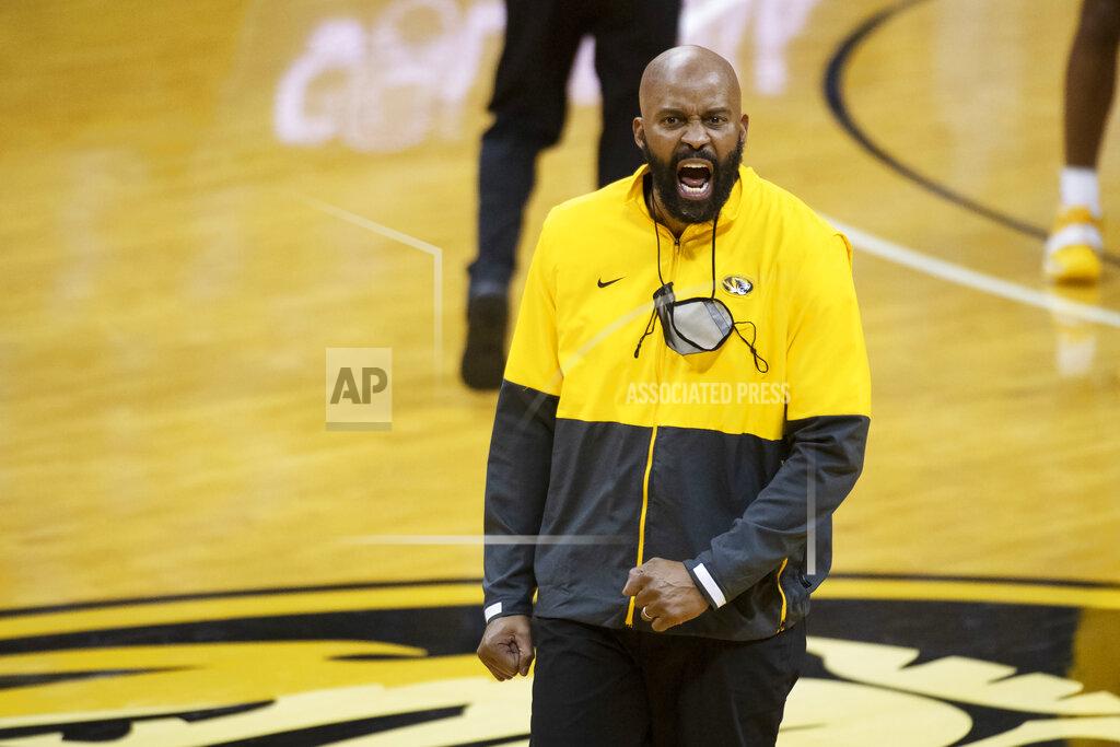 L.g. Patterson Missouri coach Cuonzo Martin shouts after a flagrant foul was called against an Illinois player during the second half of an NCAA college basketball game Saturday, Dec. 12, 2020, in Columbia, Mo. Missouri won 81-78. (AP Photo/L.G. Patterson)