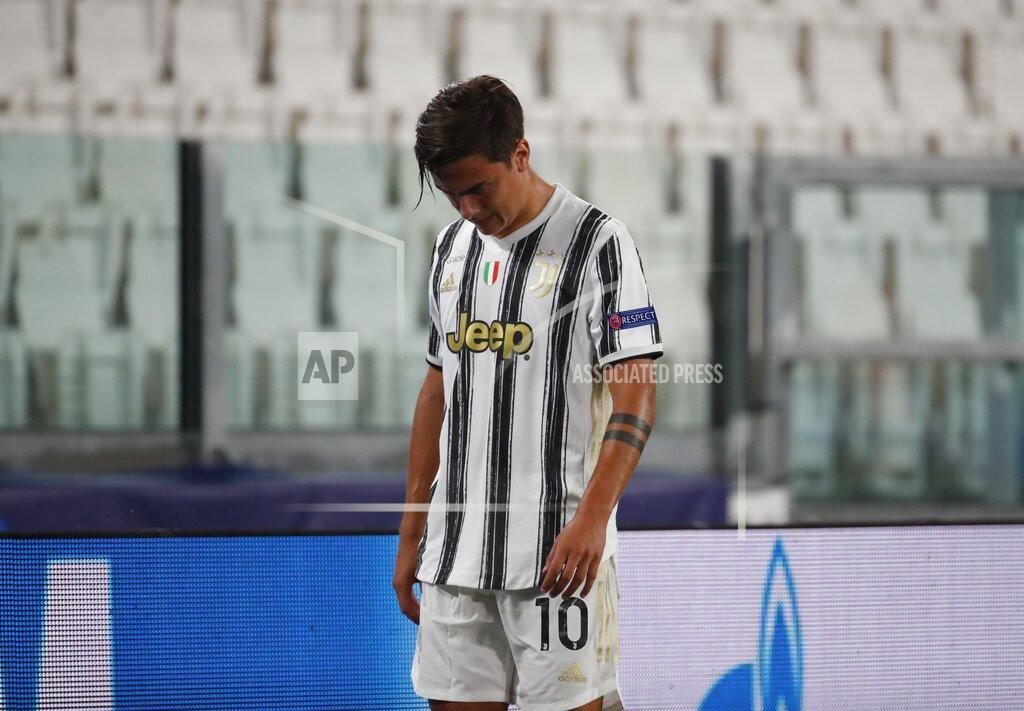 Antonio Calanni Juventus' Paulo Dybala reacts as he lives the pitch during the Champions League round of 16 second leg, soccer match between Juventus and Lyon at the Allianz stadium in Turin, Italy, Friday, Aug. 7, 2020. (AP Photo/Antonio Calanni)