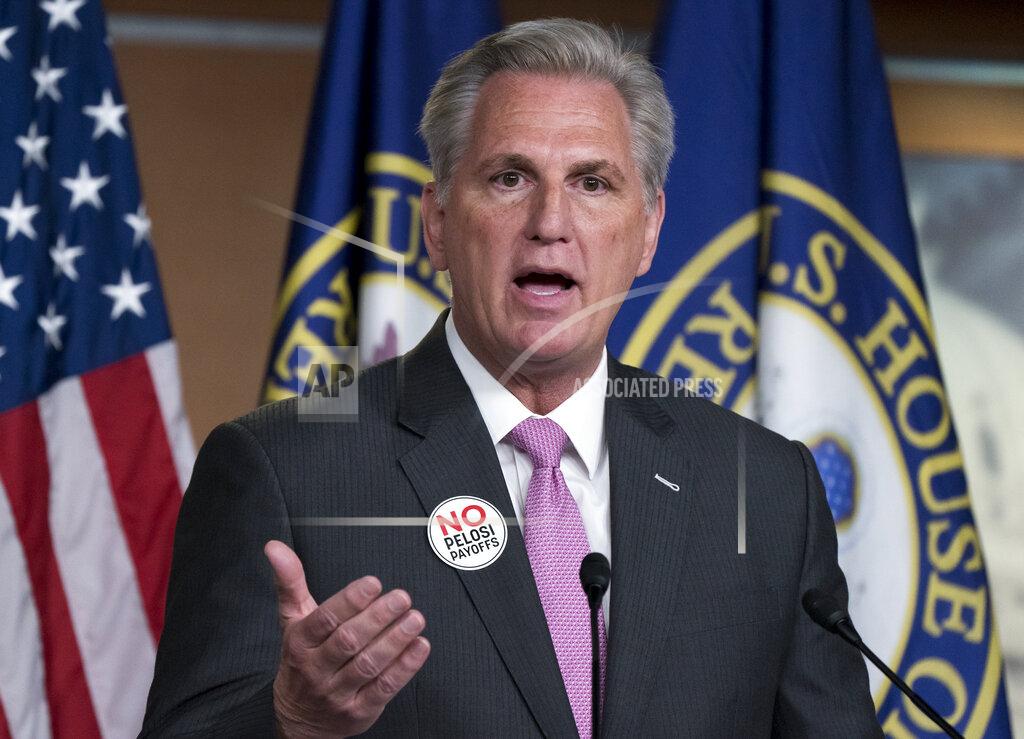 J. Scott Applewhite House Minority Leader Kevin McCarthy, R-Calif., speaks during a news conference at the Capitol in Washington, Friday, Feb. 26, 2021. (AP Photo/J. Scott Applewhite)