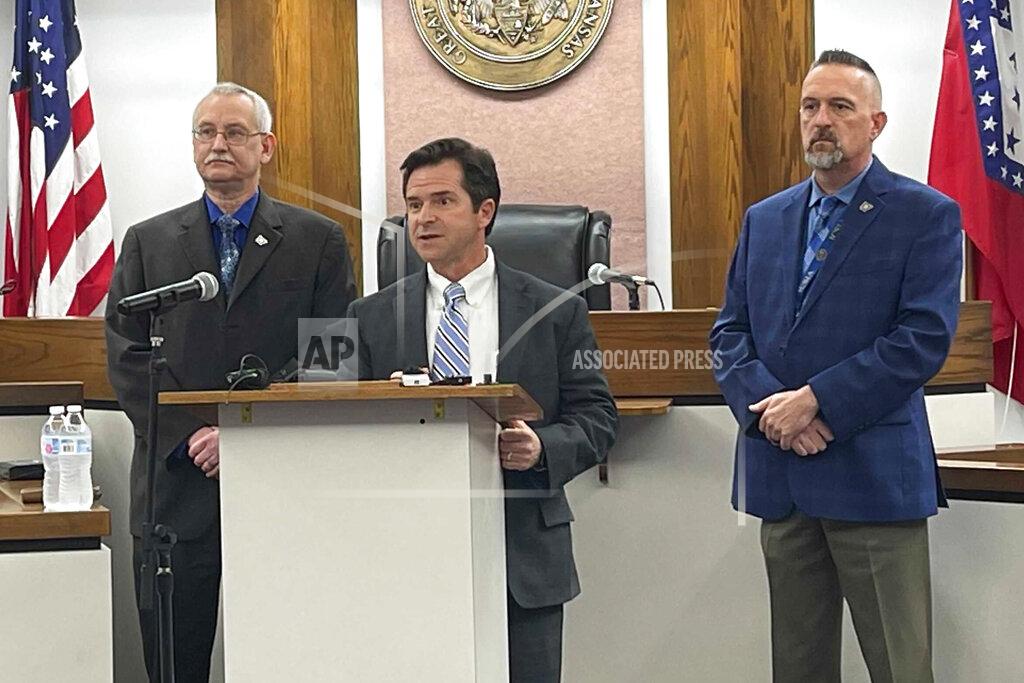 Andrew Demillo Special Prosecutor Jeff Phillips speaks to reporters at the Pope County Courthouse in Russellville, Ark., on Friday, Sept. 17, 2021. Phillips charged former Lonoke County sheriff's deputy Michael Davis with manslaughter for fatally shooting white 17-year-old Hunter Brittain during a June 23, 2021 traffic stop. (AP Photo/Andrew Demillo)