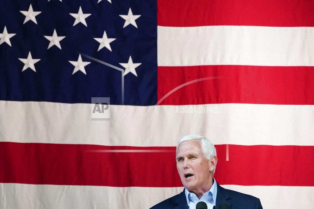 Brynn Anderson Former Vice President Mike Pence speaks on behalf of Georgia Gov. Brian Kemp during a rally, Monday, May 23, 2022, in Kennesaw, Ga. Pence is opposing former President Donald Trump and his preferred Republican candidate for Georgia governor, former U.S. Sen. David Perdue. (AP Photo/Brynn Anderson)